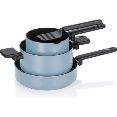 Kela Комплект съдове за готвене с керамично покритие Mira - 5 части - светло сини (KELA 15200)
