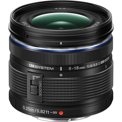 Olympus Обектив OM SYSTEM M. Zuiko Digital ED 9-18mm f/4-5.6 II Lens (Micro Four Thirds) (V335940BW000)