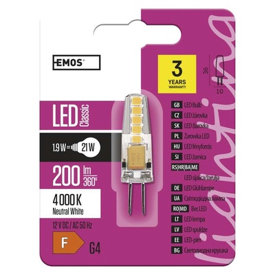 EMOS LED izzó JC G4 1, 9W 200lm természetes fehér (DBKF-EMZQ8621) (DBKF-EMZQ8621)