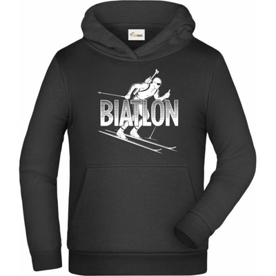 Shadow biatlon dětská mikina s kapucí bílý potisk