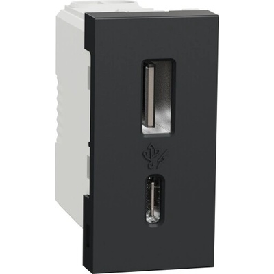 Schneider Nová UNICA strojek 1modul nabíjení USB A+C 2.4A; antracit