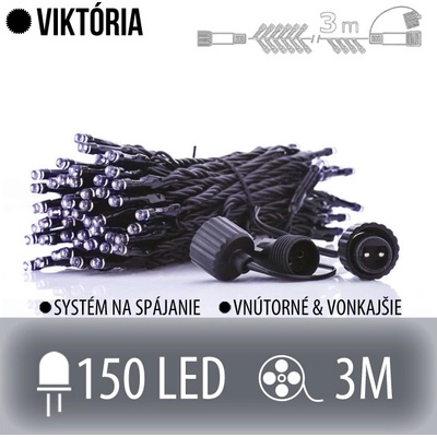 VIKTÓRIA spojovateľná LED svetelná reťaz vonkajšia JEŽKO 150LED 3M Studená biela
