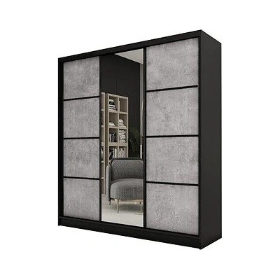Nejlevnější nábytek Harazia 150 so zrkadlom čierny matný/betón