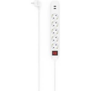 Hama Разклонител HAMA USB 3.4A, 5 гнезда, 2x USB, 3400mA, 223183 (223183)