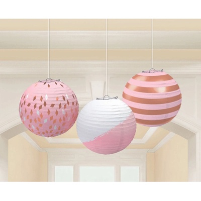 Amscan Хартиени топки за украса за рожден ден, розово и златисто, 3 бр