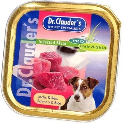 Dr.Clauder's Selected Meat Pro Hair Skin Salmon Rice - консервирана храна със сьомга и ориз за кученца с проблемна кожа и козина, 6 броя х 100 гр