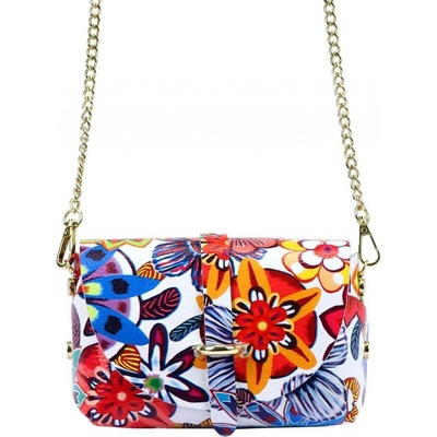 Vera Pelle kožená malá dámská crossbody kabelka bílo-modrá