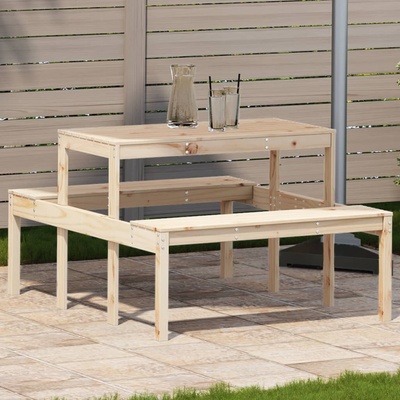 vidaXL Маса за пикник 110x134x75 см борово дърво масив (832557)