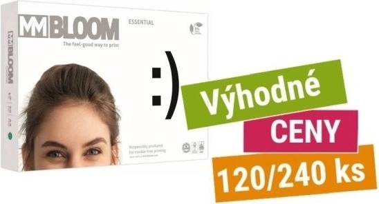 MM Bloom Essential Papier A4 Kopierer für Drucker 2500 Blatt 80g 5er Pack