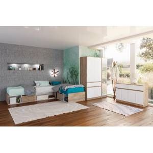 Bogdan Furniture G Спален комплект Мебели Богдан Clasic lux Композиция К962, Бяло гладко с Дъб суров