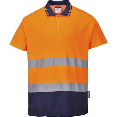 PORTWEST HI-VIS BAVLNA S174 / Reflexná funkčná polokošeľa - HV oranžová/námorná modrá XL