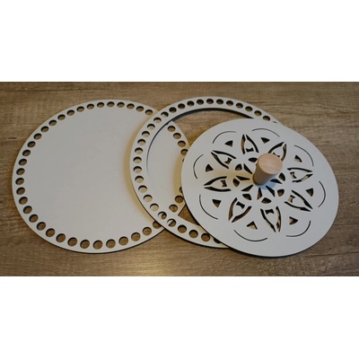 Set prstenec + dno + víko + knopka- dekor ŠEDÁ 20 cm typ 3