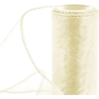 Organza obšitá 12cm - 9,14 m /celá role/, nevšední obal na dárky, na ozdobu aut svatebčanů, dveří i slavnostní tabule Krémová – Hledejceny.cz