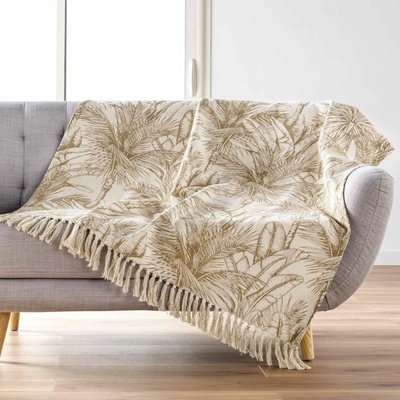 Douceur d'intérieur Přehoz na pohovku s motivem listů DUNE 125x150