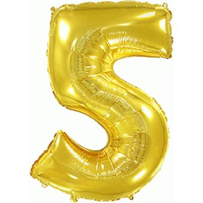 Foliový balónek číslo 5 zlatý 100 cm