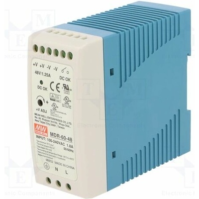 MEAN WELL MDR-60-48 Napájecí zdroj: spínaný; na lištu DIN; 60W; 48VDC; 1,25A; OUT: 1