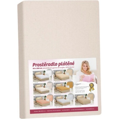 Bellatex Plátěné prestieradlo s gumou bílá káva 90x200