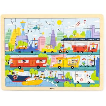 Image 1 of Viga Toys Дървен пъзел Viga, Град, 48 части (44582)