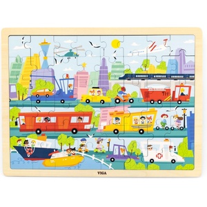 Viga Toys Дървен пъзел Viga, Град, 48 части (44582)