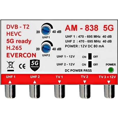 EVERCON anténní zesilovač AM-838 5G bez napájecího zdroje – Zboží Živě