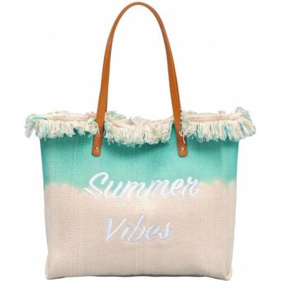 Plážová taška v boho stylu tyrkysové ombré
