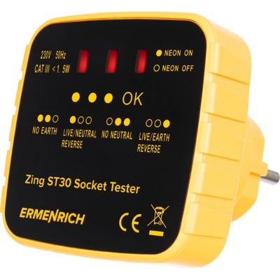 Levenhuk Тестер за захранващи контакти Ermenrich Zing ST30 (81725)