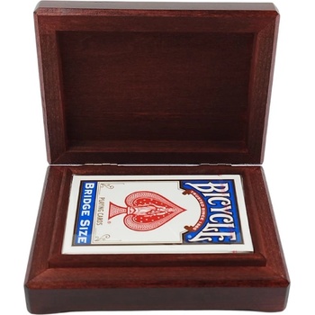 Единична дървена кутия с подарък карти за игра (6906)