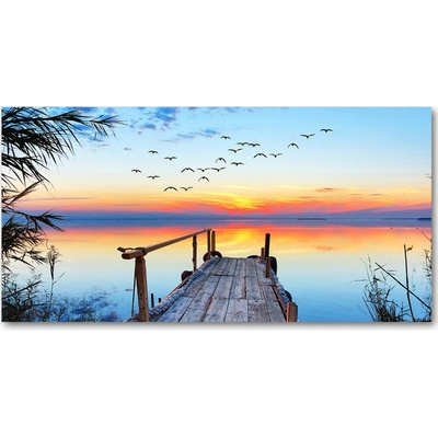 Foto obraz fotografie na skle Mólo nad jazerom 100x50 cm