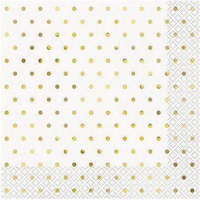 PartyDeco Obrúsky papierové dvojvrstvové zlaté bodky 33x33 cm 16 ks