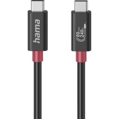 Hama Кабел USB-C еMarker, USB 4 Gen 4, 80 Gbit/s, 1 м, 5 A, 240 W , черен (HAMA-200799)