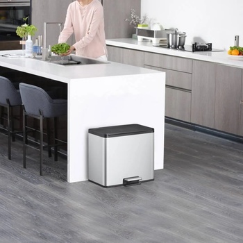 Image 1 of EKO 2 x 15 л кошче за разделно събиране на отпадъци с педал матиран инокс EKO от серия ESSENTIAL (EKO822830Matts/s)