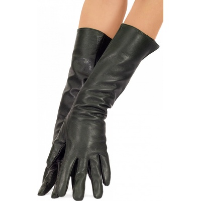 dámské kožené rukavice dlouhé olivově zelené