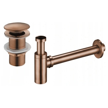 Mexen полусифон за мивка кръгъл с клик-клак изпускател, без преливник, розово злато - 7991050-60 (7991050-60)