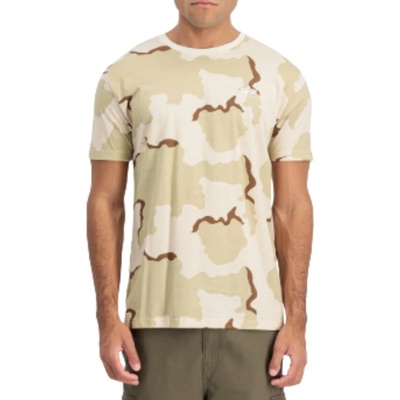 Alpha Industries tričko pánske Basic T SL Camo Desert Camo 91 pieskový maskáč