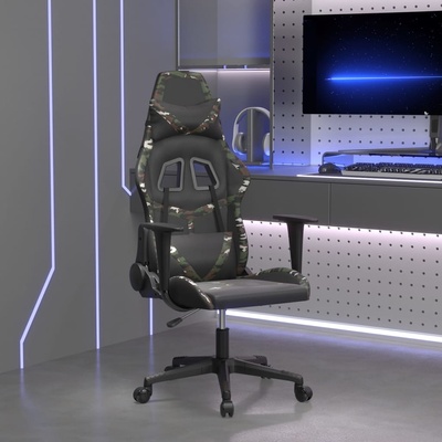 vidaXL Гейминг стол, черно и камуфлаж, изкуствена кожа (3143675)