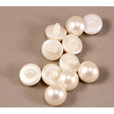 Gombík perlička so spodným prišitím - off white - priemer 1,1 cm