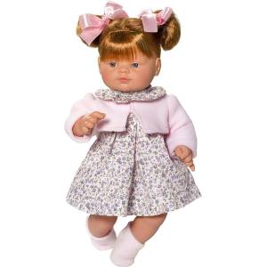 Asi Dolls Кукла Asi Dolls - Гийе, с флорален тоалет и розово пуловерче, 36 cm (243470)