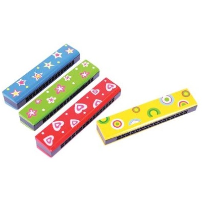 Bigjigs Toys - Синя дървена хармоника (BJ191_3)