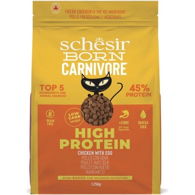 Schesir Cat Born Carnivore Adult Čerstvé kuracie s vajcom 1,25 kg