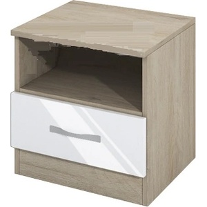 Bogdan Furniture I Нощно шкафче Mod 3007, Сонома арвен/Бял гланц