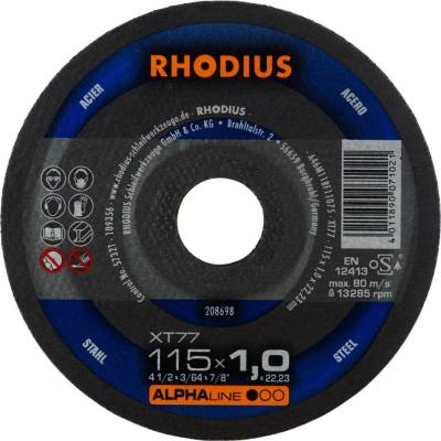 RHODIUS Extra tenký řezný kotouč XT77 115 x 1,0 x 22,23 ALPHAline 208698