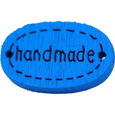 Pro Háčkování Hand made dřevěný oválný modrý 18x12 mm.