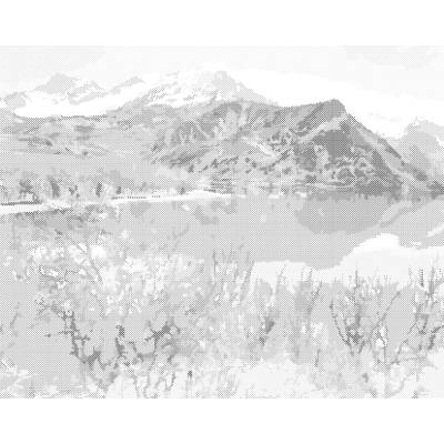 ZUTY Bodkovanie - JAZERO ISKANDERKUL Rámovanie: vypnuté plátno na rám, Rozmer: 40x50 cm