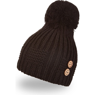 Little Angel Čepice pletená bambule knoflíky Outlast ® černá