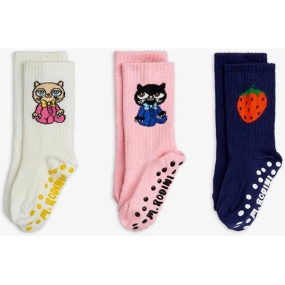 3 pack ponožek s protiskluzem CAT růžové Mini Rodini