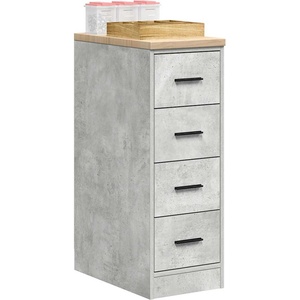 vidaXL Гаражен шкаф за съхранение, бетонно сив, 30x51x85 см, бор масив (860583)