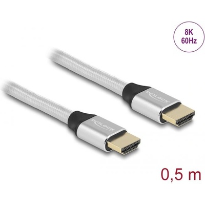 Delock Ултра високоскоростен HDMI кабел 48 Gbps 8K 60 Hz 0, 5 м сертифициран сребърен 85365 (85365)