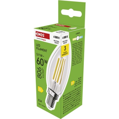 Emos LED FLM CANDLE 5,9 W 60 W 806lm E14 NW 1525731447