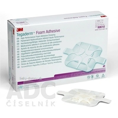 3M TEGADERM Foam Adhesive (90610) penové krytie na rany, adhezívne, štvorec 8,8 cm x 8,8 cm, 1x10 ks