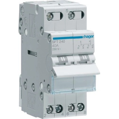 Hager Ум шалтер i-0-ii din монтаж sft240 40a 2p 230v 2 мод (sft240)